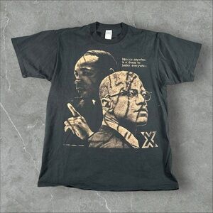 Vintage Malcom X Shirt Mens Large Black 90s Martin‎ Luther King Rap Tee BHM RARE